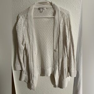 Women's White Open-Knit Cardigan